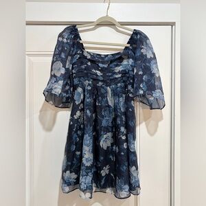 Abercrombie Floral Chiffon Dress with Puff Sleeves